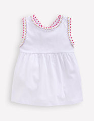 Cross-Back Pom Trim Top-White / Boden On sale