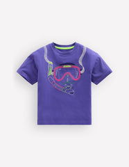 Relaxed Applique T-shirt-Wisteria Blue Snorkel / Boden Sale
