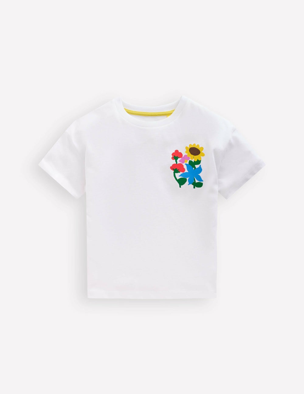 Short Sleeve Printed T-Shirt-White Flowers / Boden Outlet