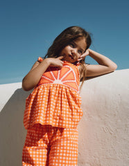 Novelty Strappy Top-Orange and Ivory Gingham / Boden On sale
