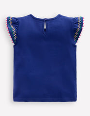 Flutter Sleeve Trim Top-Starboard Blue / Boden us