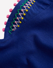 Flutter Sleeve Trim Top-Starboard Blue / Boden us