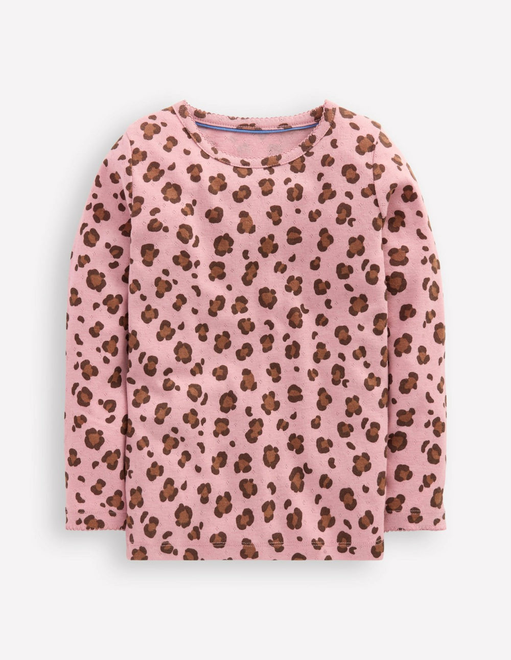 Long Sleeve Pointelle Top-Vintage Pink Leopard / Boden