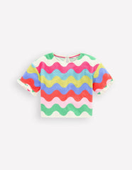 Dropped Shoulder Towelling Top-Multi Wave Stripe / Boden Sale