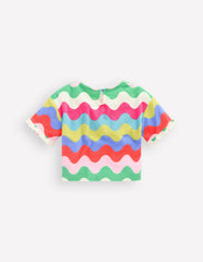Dropped Shoulder Towelling Top-Multi Wave Stripe / Boden Sale