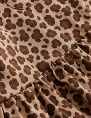 Short Sleeve Peplum Top-Partridge Brown Leopard Print / Boden Outlet