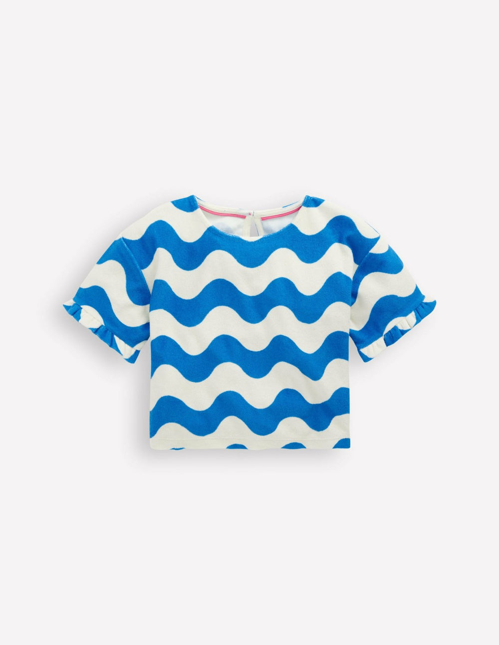 Dropped Shoulder Towelling Top-Blue Wave Stripe / Boden Discount