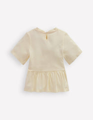 Short Sleeve Peplum Top-Soft Ivory / Boden