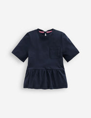 Short Sleeve Peplum Top-Navy Blazer (19-3923 TCX) / Boden Online
