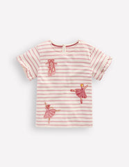 Pretty Frill T-shirt-Pink Stripe Ballerinas / Boden Discount