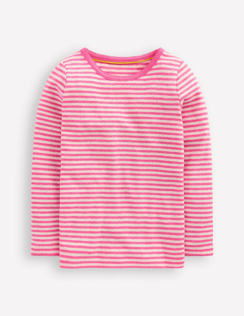 Long Sleeve Pointelle Top-Sorbet Pink Stripe / Boden Outlet