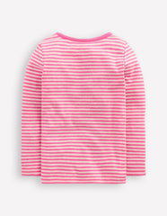 Long Sleeve Pointelle Top-Sorbet Pink Stripe / Boden Outlet
