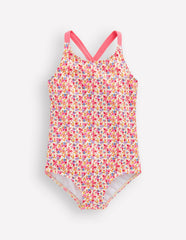 Cross-Back Printed Swimsuit-Papyrus Ditsy Floral / Boden Online