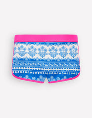 Patterned Swim Shorts-Azure Blue Woodblock / Boden us