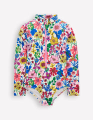 Long-sleeved Swimsuit-Multi Rainbow Floral / Boden Discount