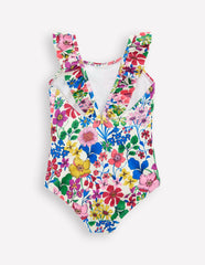 Hallie Frill Strap Swimsuit-Multi Rainbow Floral / Boden Sale