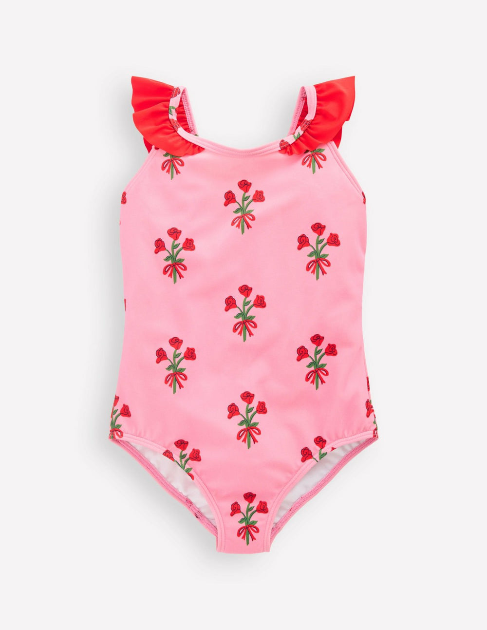 Hallie Frill Strap Swimsuit-Bubblegum Pink Posy / Boden