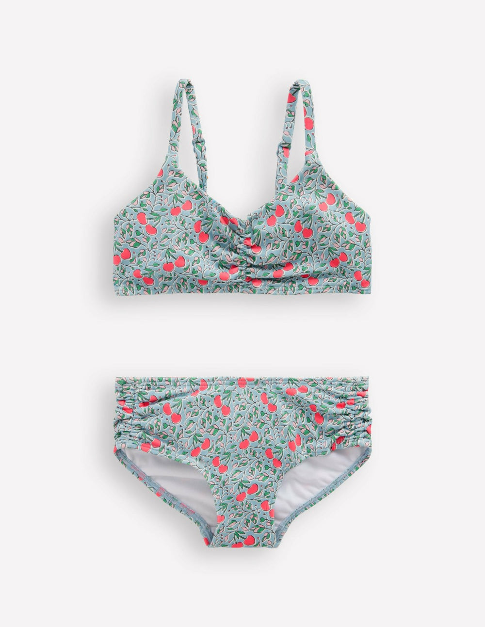 Ruched Bikini-Misty Blue Cherry Vine / Boden