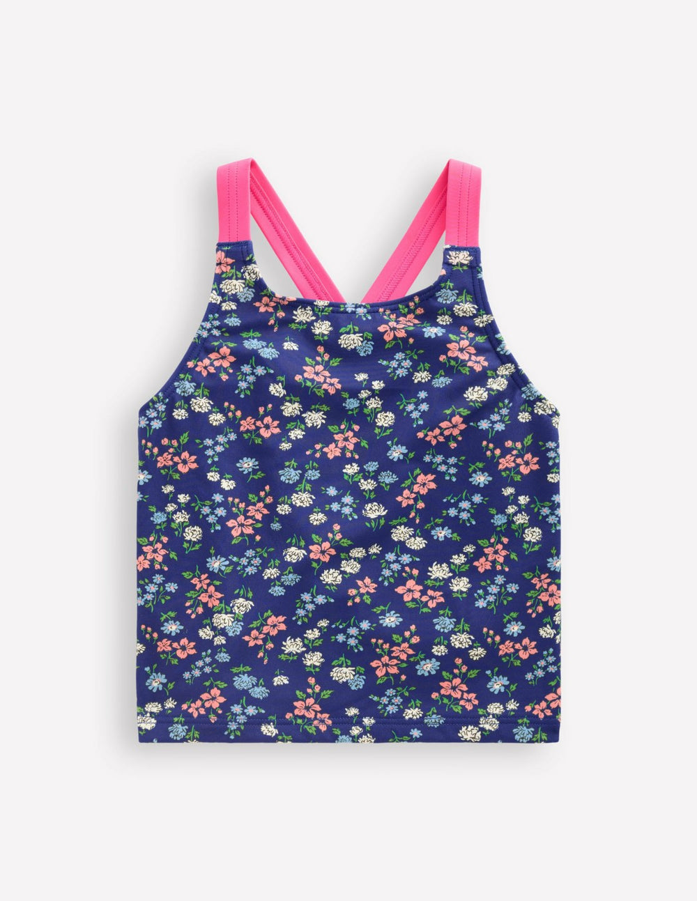 Cross-Back Tankini Top-Sapphire Blue Meadow Floral / Boden Discount