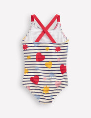 Cross-Back Printed Swimsuit-Multi Celestial Stripe / Boden us