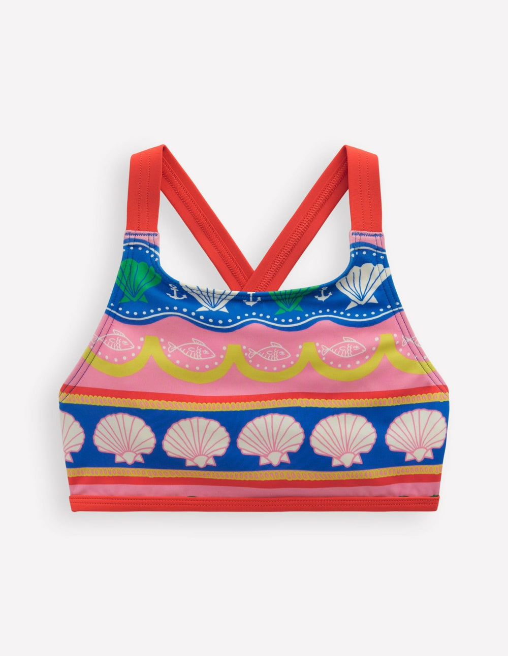 Cross-back Bikini Top-Multi Sea Shell Stripe / Boden us