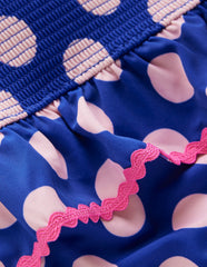 Peplum Smocked Swimsuit-Bright Blue Polka Dot / Boden Sale