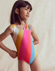 One Shoulder Ray Swimsuit-Rainbow / Boden On sale