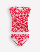 Ruched Tankini Set-Rockabilly Red Collage Hearts / Boden Outlet