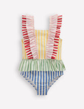 Frill Peplum Swimsuit-Hotchpotch Stripe / Boden