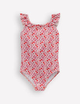 Hallie Frill Strap Swimsuit-Lotus Cherry Vine / Boden Outlet