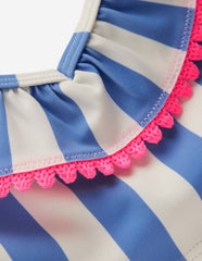 Frill V-neck Bikini Set-Denim Blue Stripe / Boden Sale