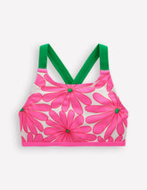 Cross-back Bikini Top-Festival Pink Daisy / Boden Online