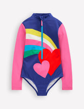 Long-sleeved Swimsuit-Rainbow Heart / Boden Outlet