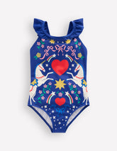 Hallie Frill Strap Swimsuit-Sapphire Blue Unicorn / Boden us