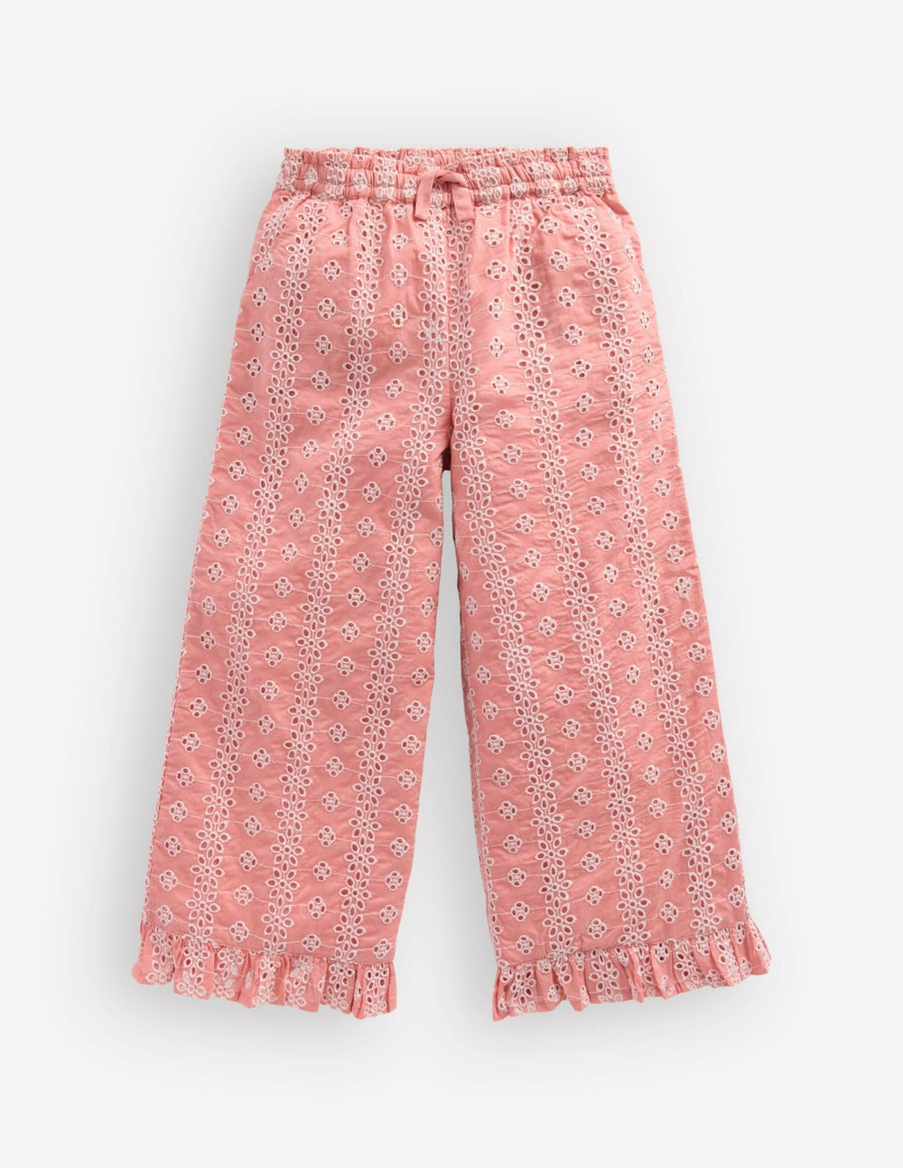 Frill Hem Pants-Pink Broderie / Boden Outlet