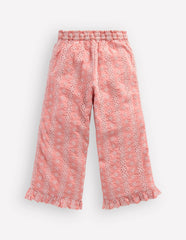 Frill Hem Pants-Pink Broderie / Boden Outlet