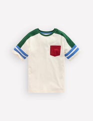 Short Sleeve Colourblock Tee-COCONUT MILK COLOURBLOCK / Boden us