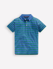 Slub Polo Shirt-Regatta Blue/Shamrock Green / Boden Sale