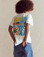 Front & Back Graphic T-shirt-Soft Ivory Sun Scape / Boden On sale