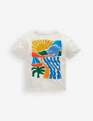 Front & Back Graphic T-shirt-Soft Ivory Sun Scape / Boden On sale