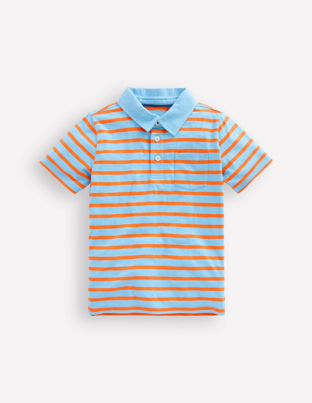 Slub Polo Shirt-Glacier Blue/ Firecracker Red / Boden