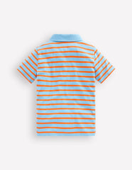 Slub Polo Shirt-Glacier Blue/ Firecracker Red / Boden