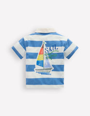 Relaxed Appliqué Polo Shirt-Forget Me Not Sail boats / Boden Discount