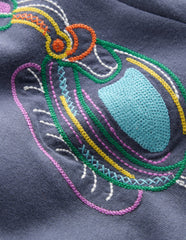 Linear Stitch T-shirt-Vintage Indigo Headphones / Boden
