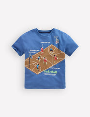 Relaxed Sport Graphic T-shirt-Bluejay Basketball / Boden Sale