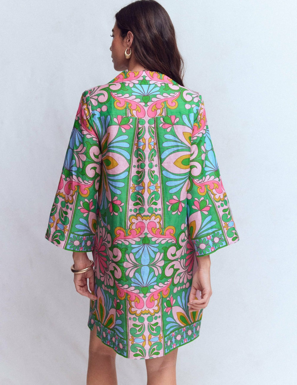 Carmen Linen Short Dress-Multi Bloom Tapestry / Boden Online