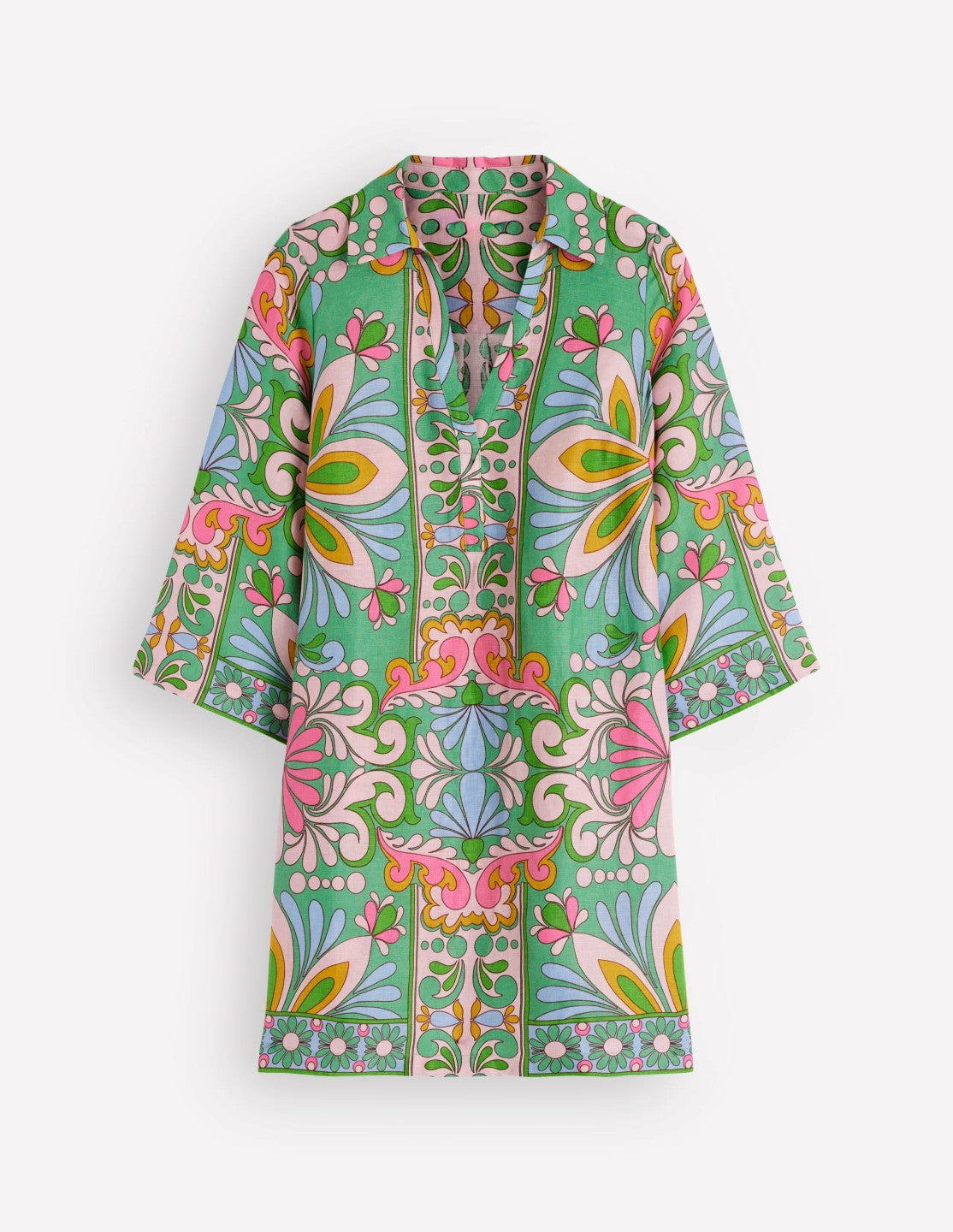 Carmen Linen Short Dress-Multi Bloom Tapestry / Boden Online
