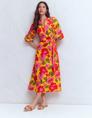 Octavia Cotton Dress-Yellow Radiant Bloom / Boden
