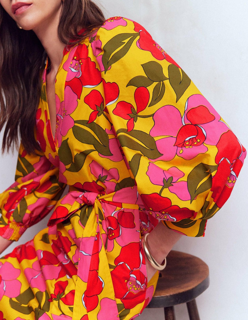 Octavia Cotton Dress-Yellow Radiant Bloom / Boden