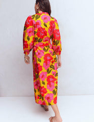 Octavia Cotton Dress-Yellow Radiant Bloom / Boden